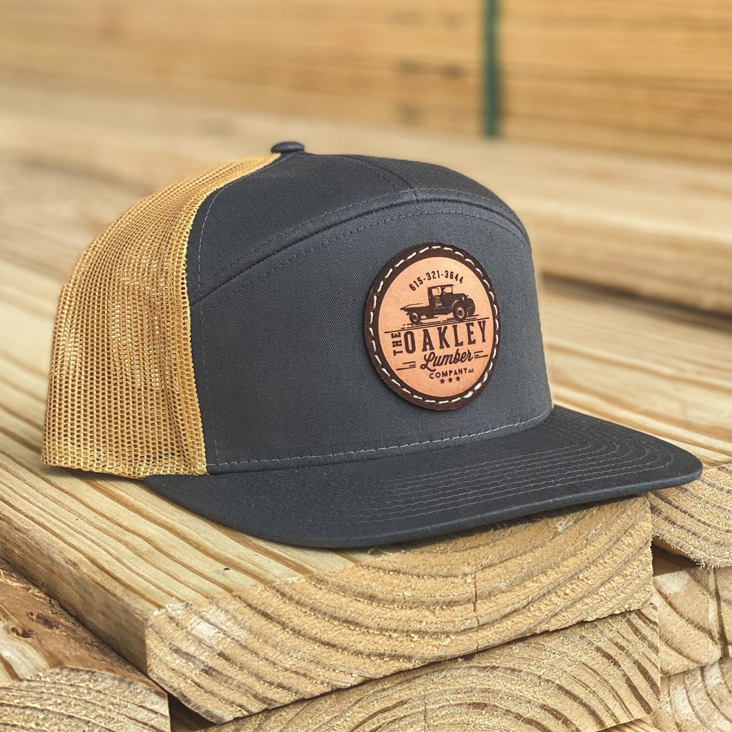 7 Panel Trucker Snapback - Charcoal / Old Gold